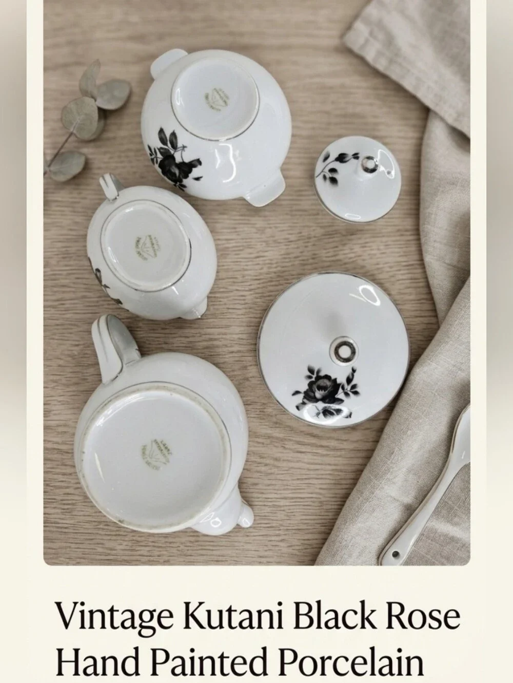 Vintage Kutani Hand-Painted Porcelain Tea Service Set - 3 Pieces